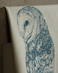 Image 3 of Organic Cotton Barn Owl Tea Towel - Blue Print