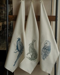 Image 4 of Organic Cotton Pheasant Tea Towel - Blue Print