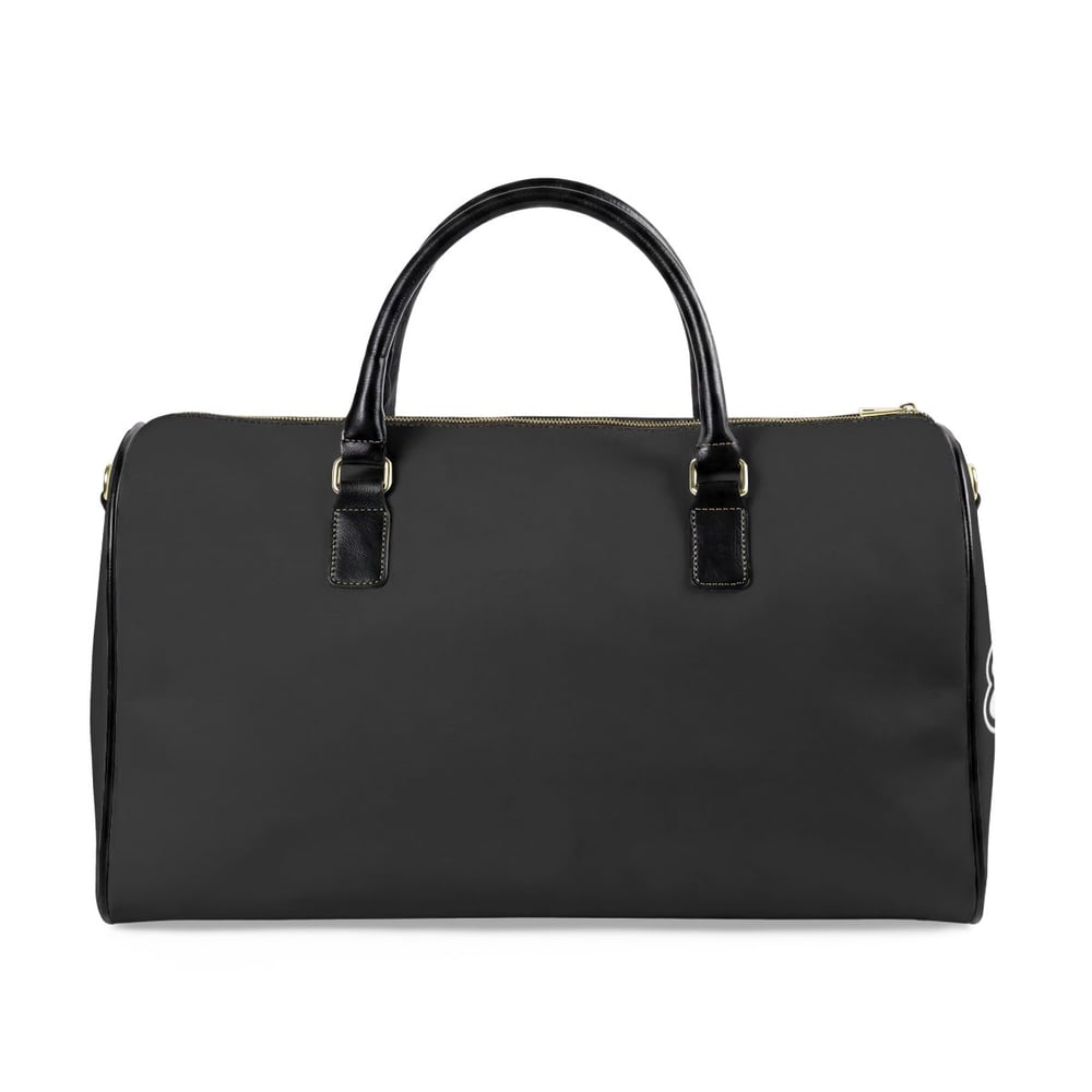 Image of Leather Travel Bag — 'Handsome & Wealthy' Monogram Weekender Duffle