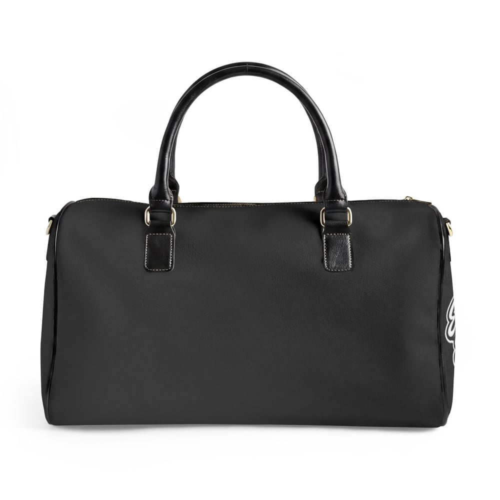 Image of Leather Travel Bag — 'Handsome & Wealthy' Monogram Weekender Duffle