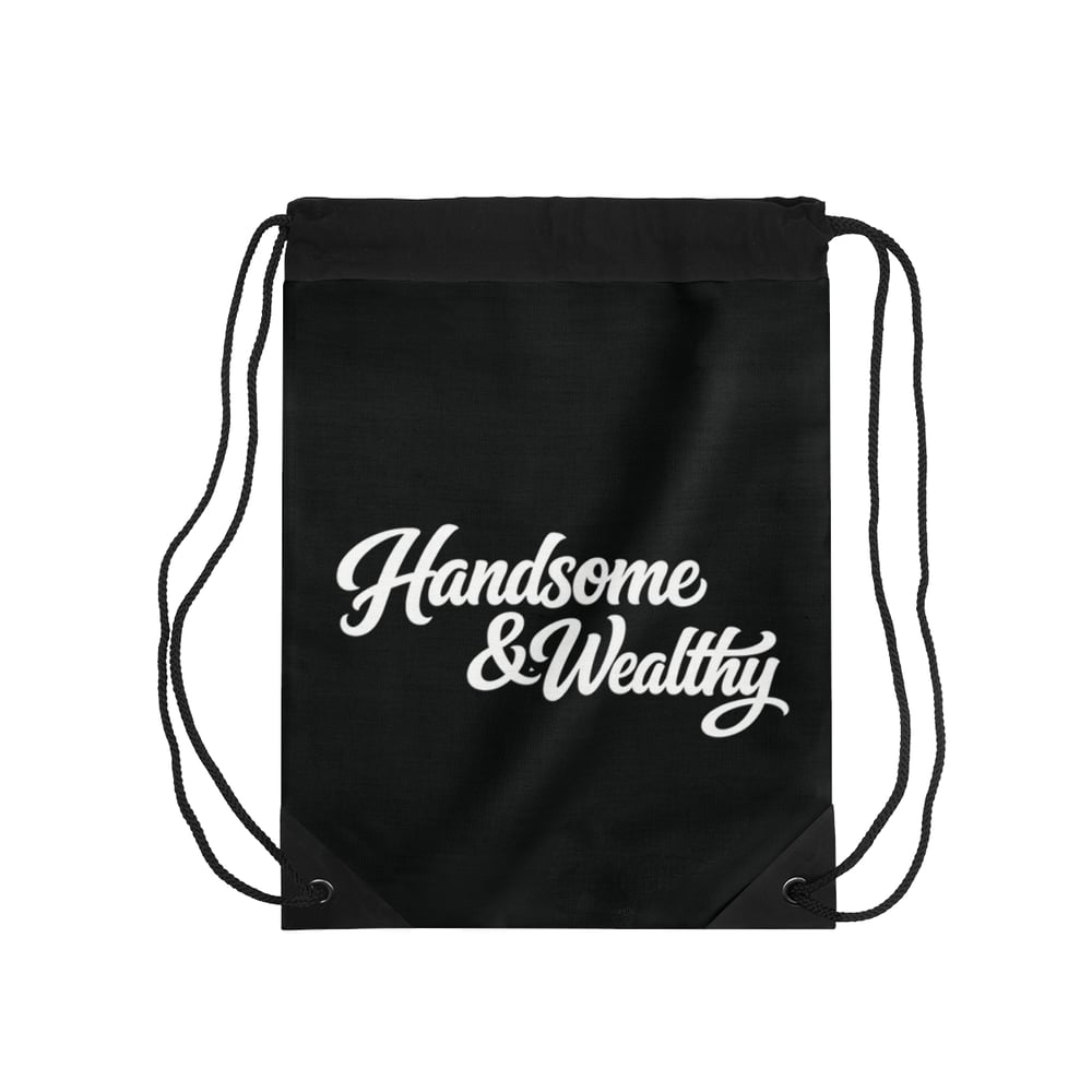 Image of Handsome & Wealthy Drawstring Bag – Stylish Quote Gym Sack