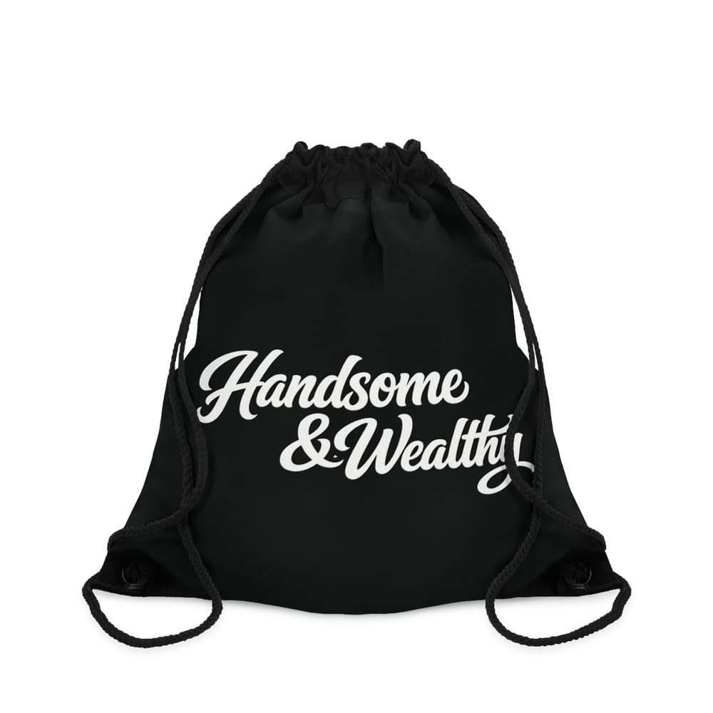 Image of Handsome & Wealthy Drawstring Bag – Stylish Quote Gym Sack