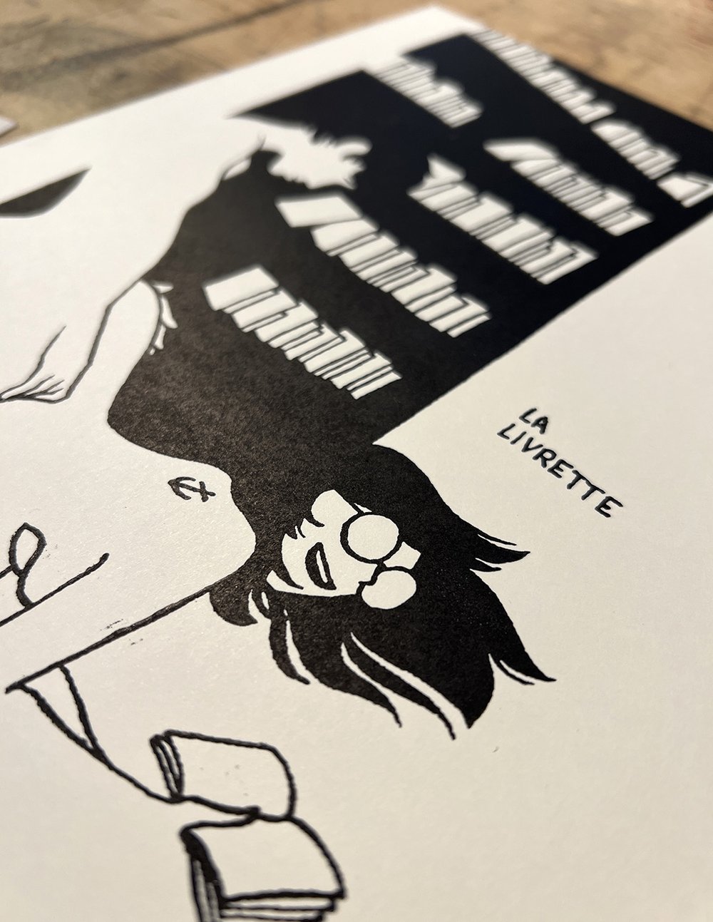 Image of "La Livrette" handmade linocut art print