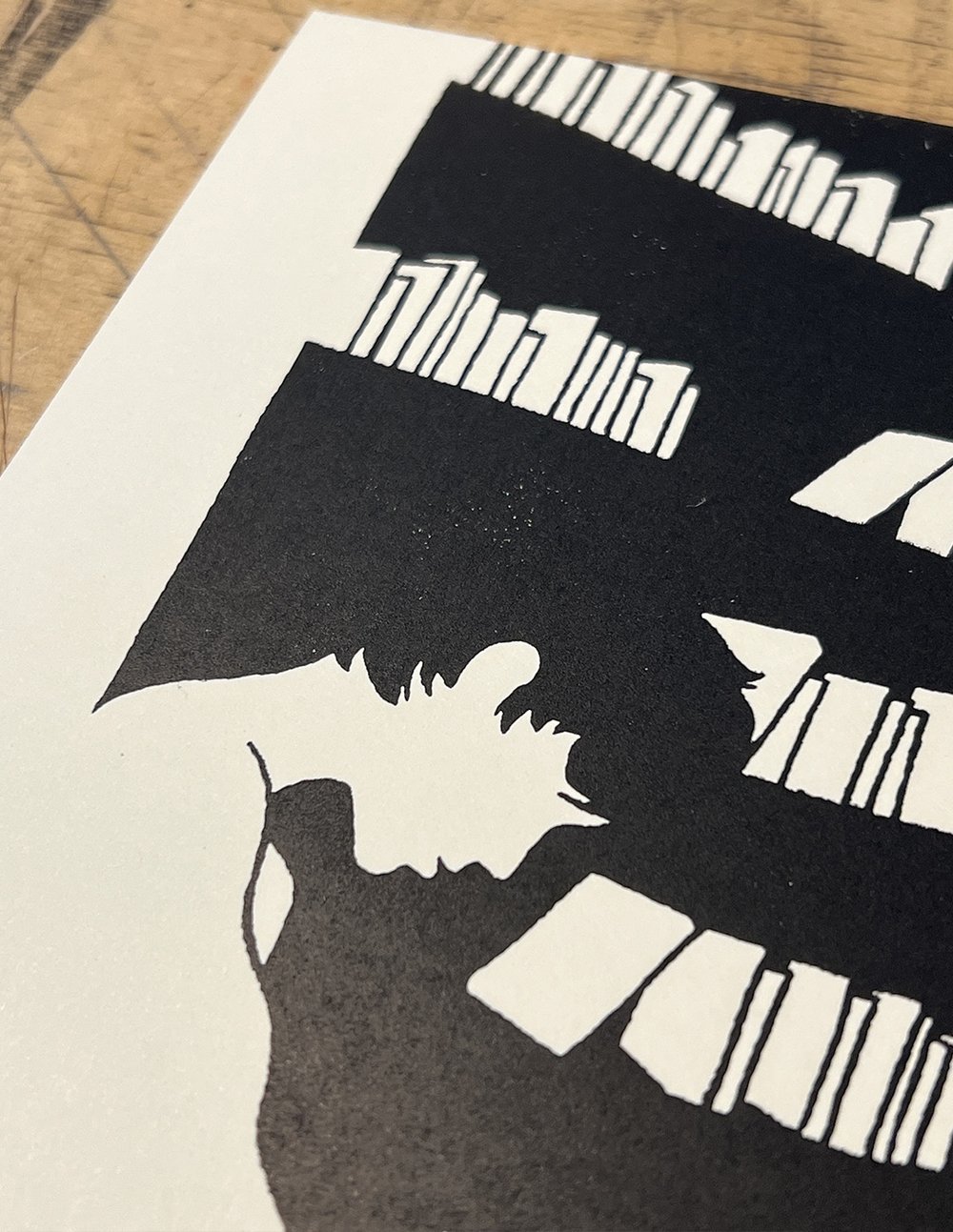 Image of "La Livrette" handmade linocut art print