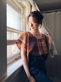 Image 1 of Linen Big Tee in Brown Plaid
