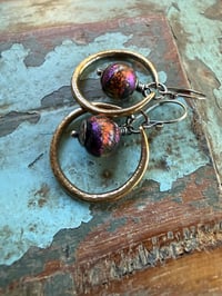 Image 6 of Mixed metals Basha bead earrings/ n10
