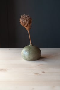 Image 1 of Rounded Bud Vase - Green Glaze 