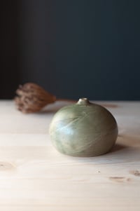 Image 2 of Rounded Bud Vase - Green Glaze 