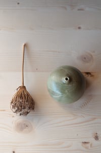Image 3 of Rounded Bud Vase - Green Glaze 
