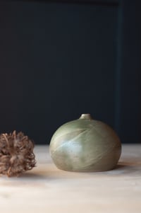 Image 4 of Rounded Bud Vase - Green Glaze 