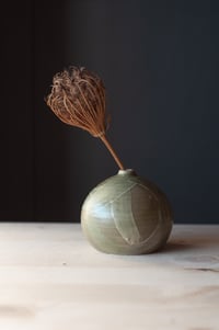 Image 2 of Rounded Bud Vase with Green Glaze 2