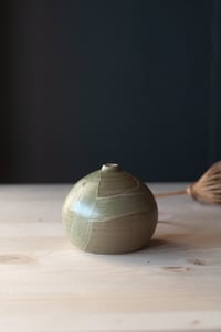 Image 3 of Rounded Bud Vase with Green Glaze 2