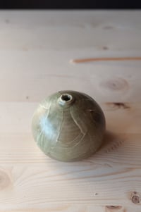 Image 4 of Rounded Bud Vase with Green Glaze 2