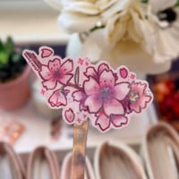 Image 1 of Sakura Cherry Blossom Branch Holographic Die-Cut Sticker
