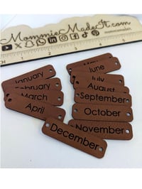 Image 1 of Temperature Blanket Month Tags Personalized Faux Leather