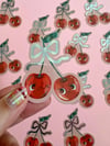 Cherry Twins Semi Metallic Vinyl Sticker