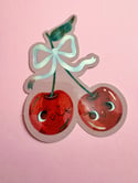 Cherry Twins Semi Metallic Vinyl Sticker