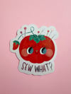 Sew What Tomato Pin Cushion Semi Metallic Vinyl Sticker