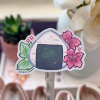 Image 1 of Sakura Onigiri Riceball Holographic Die-Cut Sticker