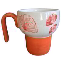Image 1 of One of a Kind, Orange Red Ginko Leaf - Artisan hand glazed ErgoCup, 10 oz
