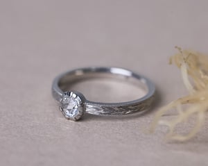 Image of Platinum 4.1mm rose-cut diamond Olive Leaf ring (LON275)