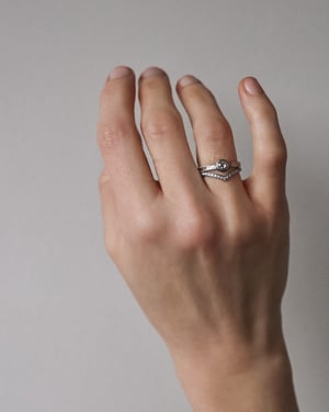 Image of Platinum 4.1mm rose-cut diamond Olive Leaf ring (LON275)