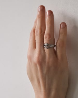 Image of Platinum 4.1mm rose-cut diamond Olive Leaf ring (LON275)