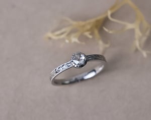 Image of Platinum 4.1mm rose-cut diamond Olive Leaf ring (LON275)