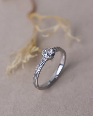 Image of Platinum 4.1mm rose-cut diamond Olive Leaf ring (LON275)