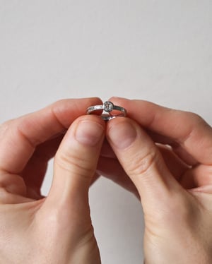 Image of Platinum 4.1mm rose-cut diamond Olive Leaf ring (LON275)