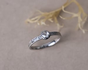 Image of Platinum 4.1mm rose-cut diamond Olive Leaf ring (LON275)