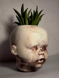 Image 1 of Witness – Handmade Distressed Baby Head Planter | One of a Kind Gothic Decor