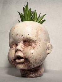 Image 2 of Witness – Handmade Distressed Baby Head Planter | One of a Kind Gothic Decor