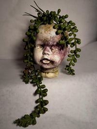 Image 1 of Overtaken – Heavily Distressed Baby Head Planter | One of a Kind Gothic Sculpture