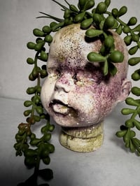 Image 2 of Overtaken – Heavily Distressed Baby Head Planter | One of a Kind Gothic Sculpture