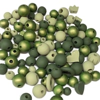 Image 1 of 100PC. SHAMROCK  MIX hand dyed/painted wooden bead lots mixed size, shape and colors 