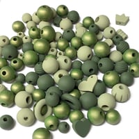 Image 4 of 100PC. SHAMROCK  MIX hand dyed/painted wooden bead lots mixed size, shape and colors 