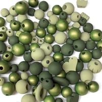 Image 5 of 100PC. SHAMROCK  MIX hand dyed/painted wooden bead lots mixed size, shape and colors 