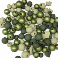 Image 3 of 100PC. SHAMROCK  MIX hand dyed/painted wooden bead lots mixed size, shape and colors 