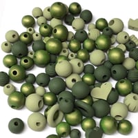 Image 6 of 100PC. SHAMROCK  MIX hand dyed/painted wooden bead lots mixed size, shape and colors 