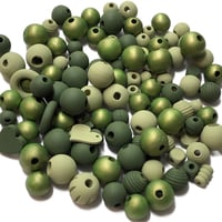 Image 7 of 100PC. SHAMROCK  MIX hand dyed/painted wooden bead lots mixed size, shape and colors 