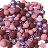 Image 1 of 100PC. ORCHIDS  MIX hand dyed/painted wooden bead lots mixed size, shape and colors 