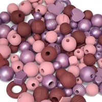 Image 3 of 100PC. ORCHIDS  MIX hand dyed/painted wooden bead lots mixed size, shape and colors 