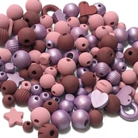 Image 4 of 100PC. ORCHIDS  MIX hand dyed/painted wooden bead lots mixed size, shape and colors 