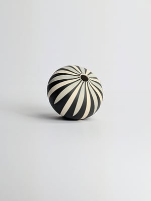 Image of Midi Black, Grey & White Daisy/Stripe Vessel