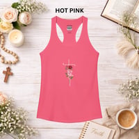 Image 3 of 'Faith' Vertical Script with Rose Floral Graphic— Women's Christian Inspirational Racerback Tank