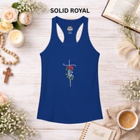 Image 5 of 'Faith' Vertical Script with Rose Floral Graphic— Women's Christian Inspirational Racerback Tank