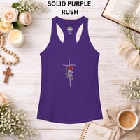 Image 6 of 'Faith' Vertical Script with Rose Floral Graphic— Women's Christian Inspirational Racerback Tank