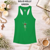 Image 8 of 'Faith' Vertical Script with Rose Floral Graphic— Women's Christian Inspirational Racerback Tank
