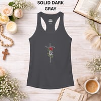 Image 10 of 'Faith' Vertical Script with Rose Floral Graphic— Women's Christian Inspirational Racerback Tank